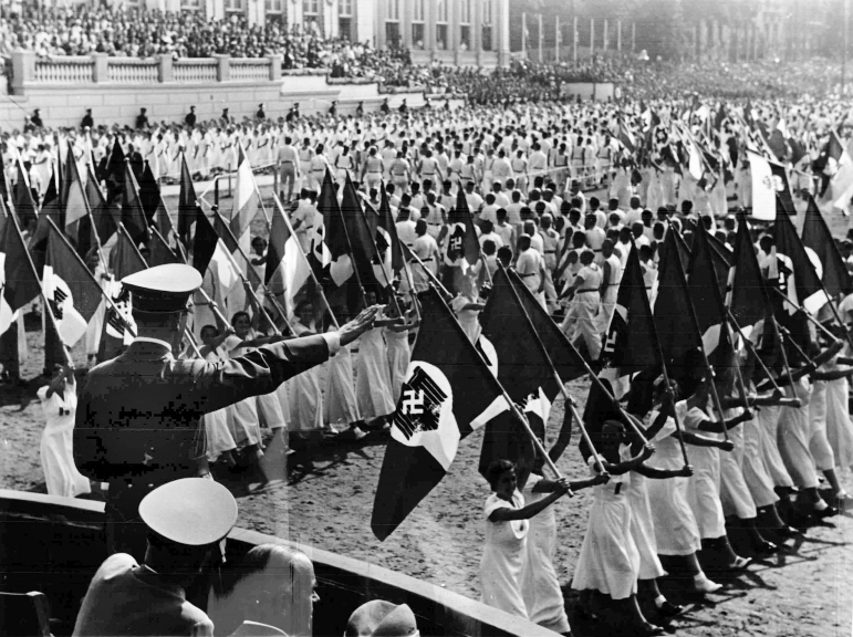 Adolf Hitler at the Breslau's gymnastic festival in the Hermann-Göring-Stadion